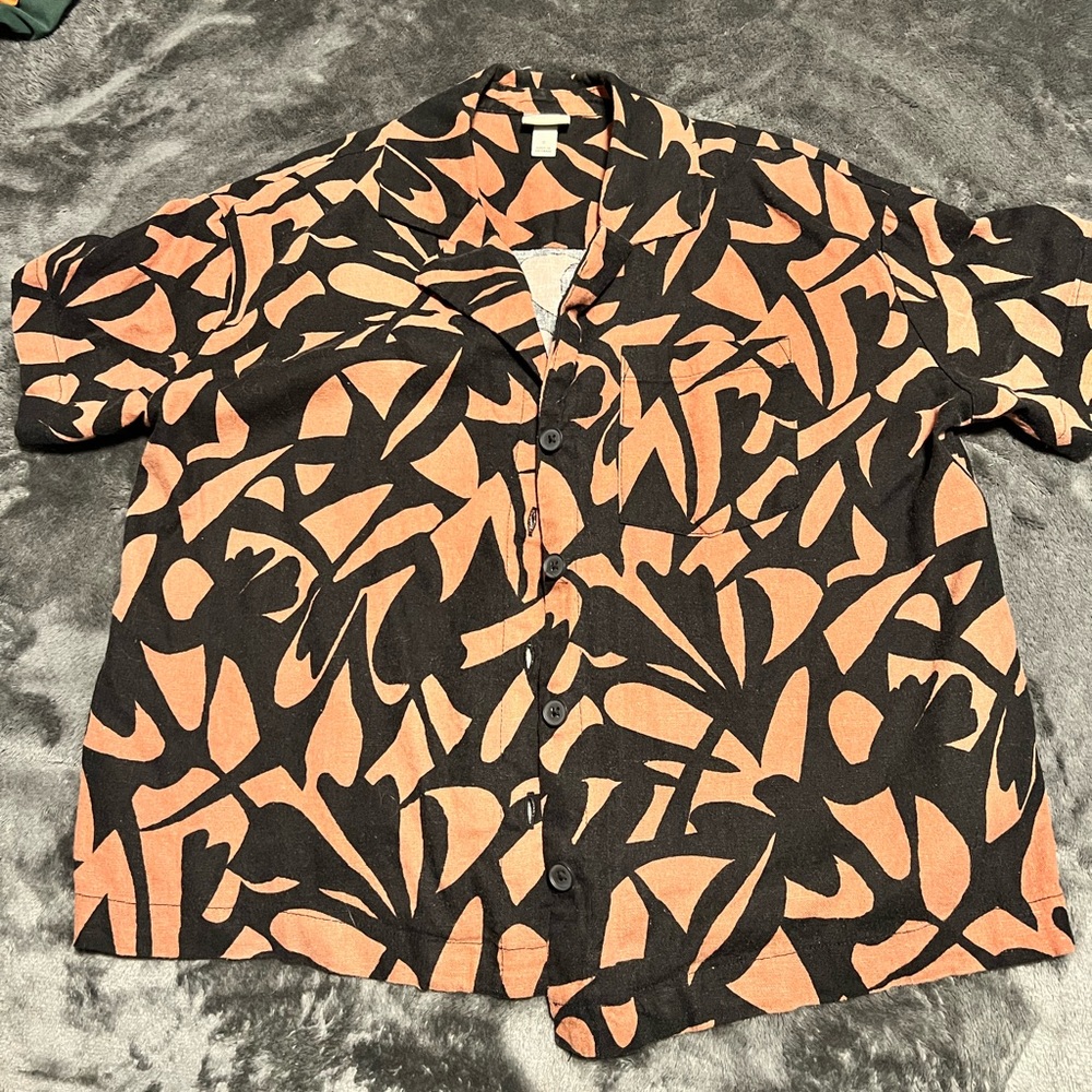 A New Day Black and Orange Abstract Shirt